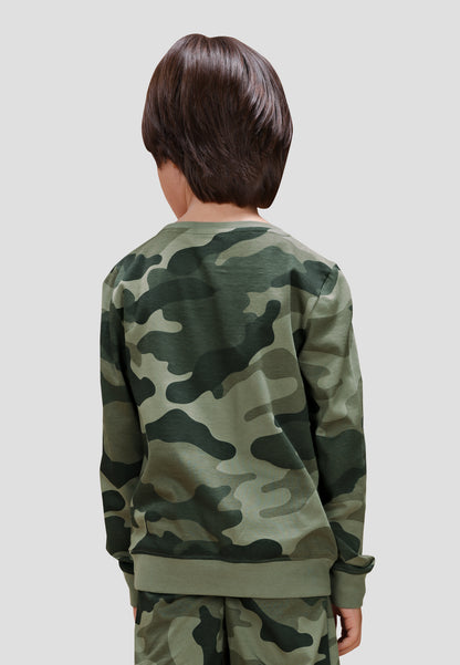 Tresnova Cotton Knit Full Sleeves Antimicrobial Finish Champion Printed Coordinating T-shirt And Joggers Set-Camouflage