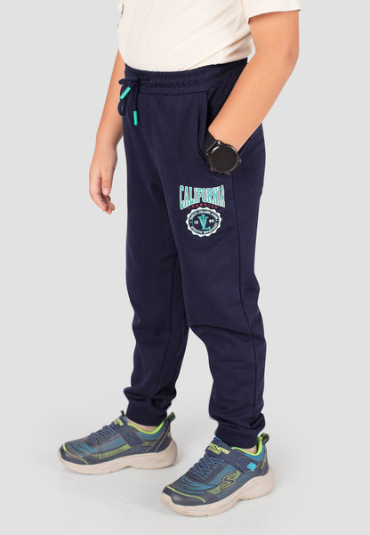 Tresnova Cotton Knit Full Sleeves Antimicrobial Finish Athletic Printed Jogger Track Pant -Navyblue