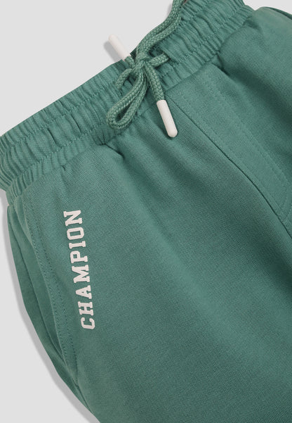 Tresnova Cotton Knit Full Sleeves Antimicrobial Finish Champion Printed Jogger Track Pant -Green