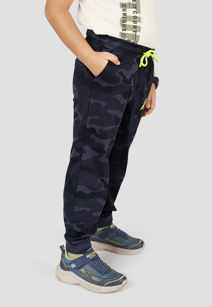 Tresnova Cotton Knit Full Sleeves Antimicrobial Finish Blue Camoflague Printed Jogger Track Pant -Camoflague