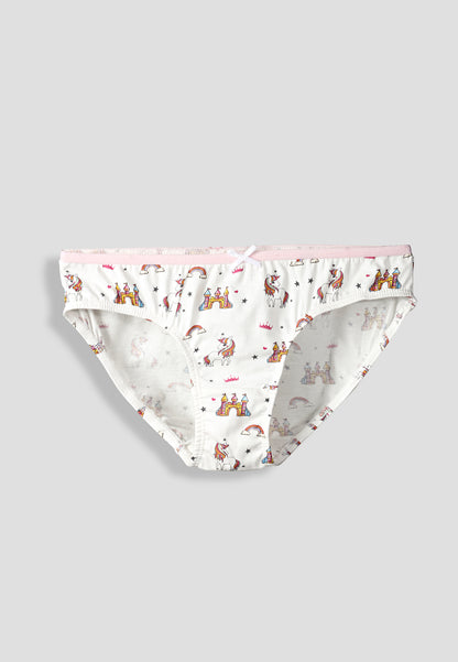 Girls’ Soft Unicorn Print Cotton Lycra Briefs/Panties | Kids Underwear with Anti-Microbial Finish & Smart Waistband Technology - Pack of 3