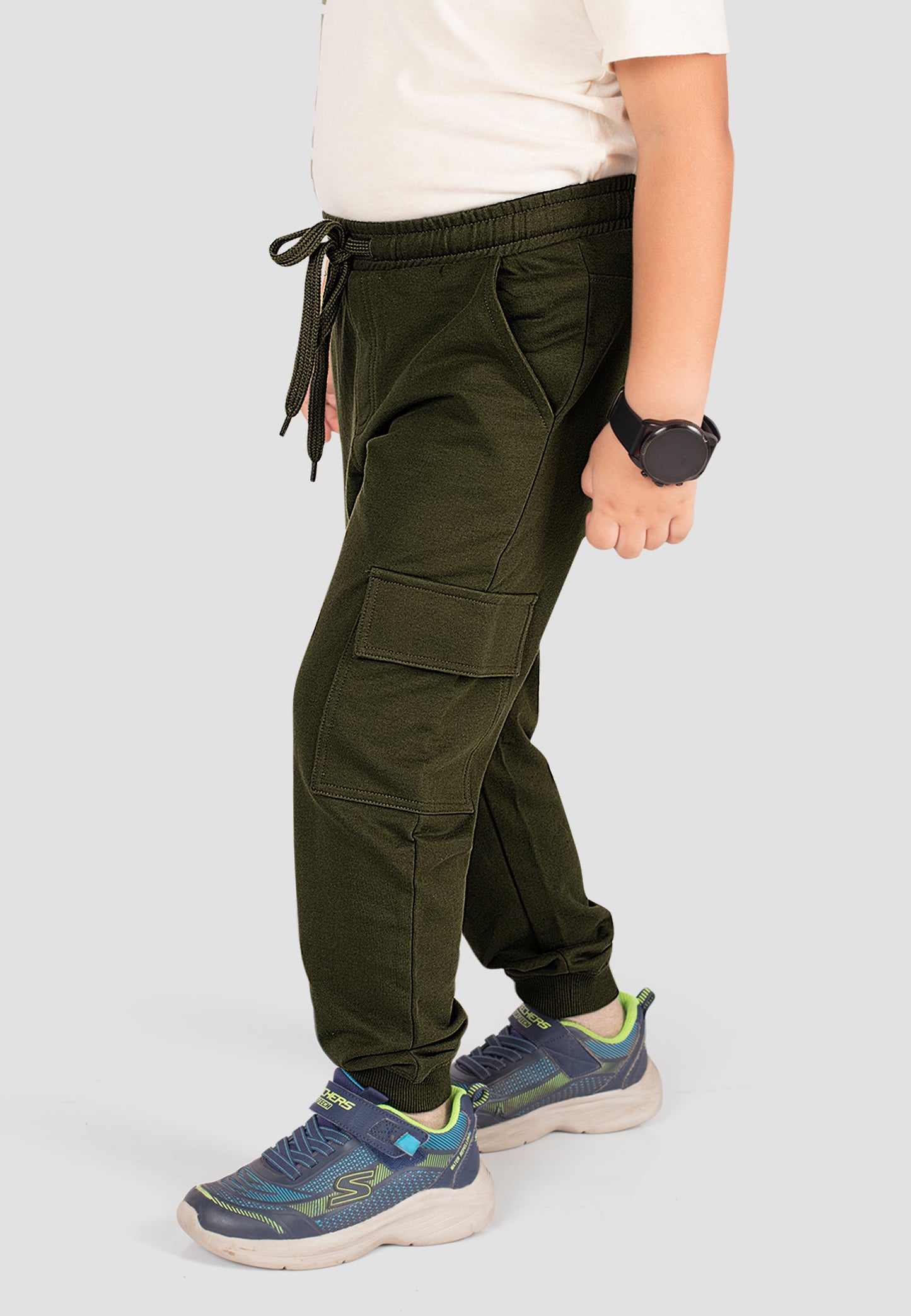 Tresnova Cotton Knit Full Sleeves Antimicrobial Finish Cargo Jogger Track Pant -Olivegreen