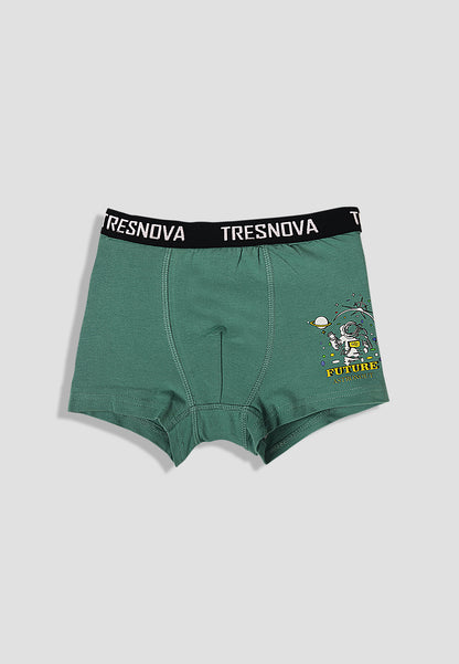 TRESNOVA Cotton Anti-microbial Finish & Smart Waistband Technology Tiger Printed Soft Boxer Briefs Pack of 3 - OffWhite Yellow & Green