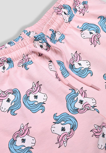 Girls' Unicorn Print Nightsuit – Soft, Anti-Microbial Cotton Co-ords | Pyjama Shorts Set for Kids