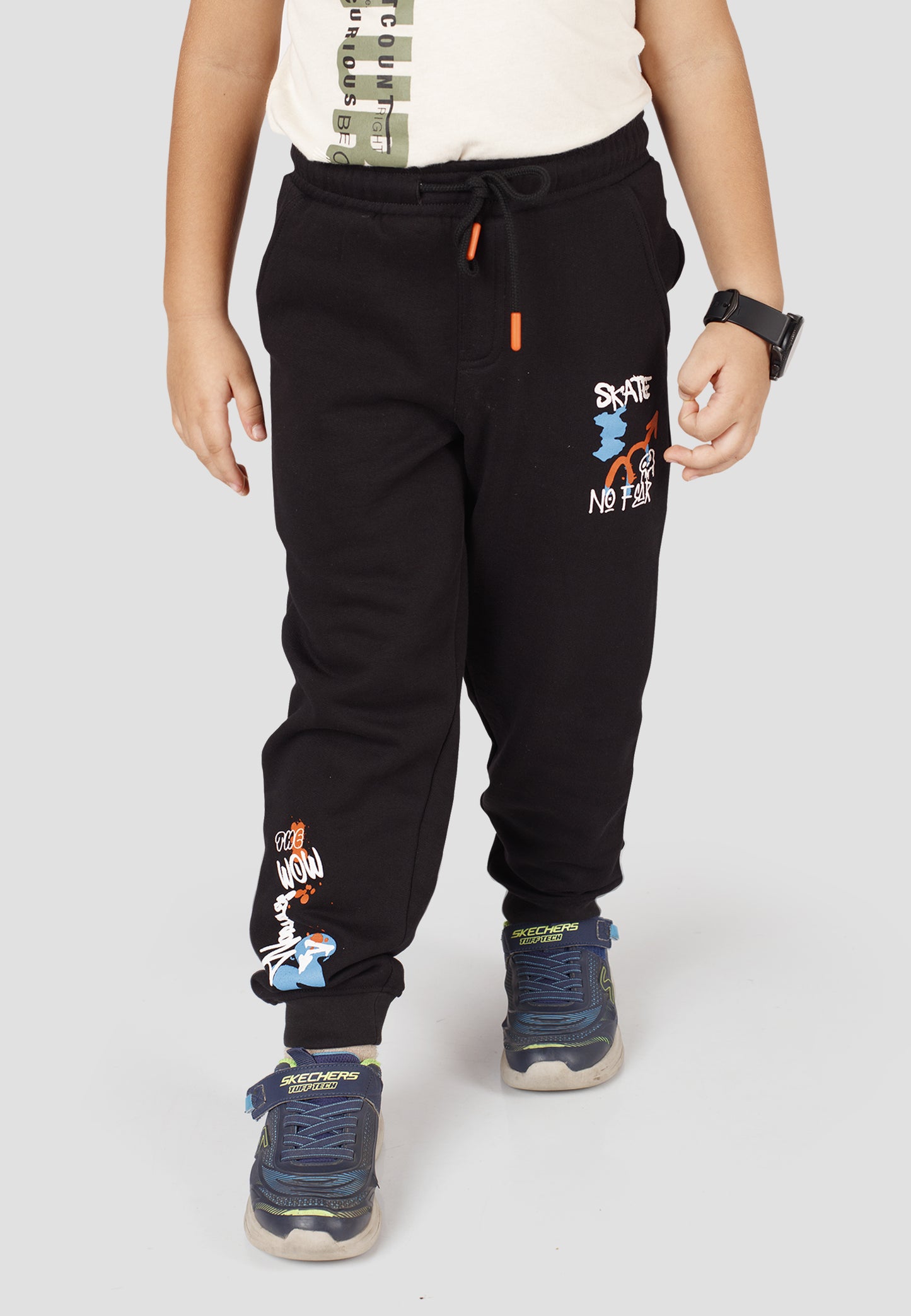 Tresnova Cotton Knit Full Sleeves Antimicrobial Finish Graffiti Printed Jogger Track Pant -Black