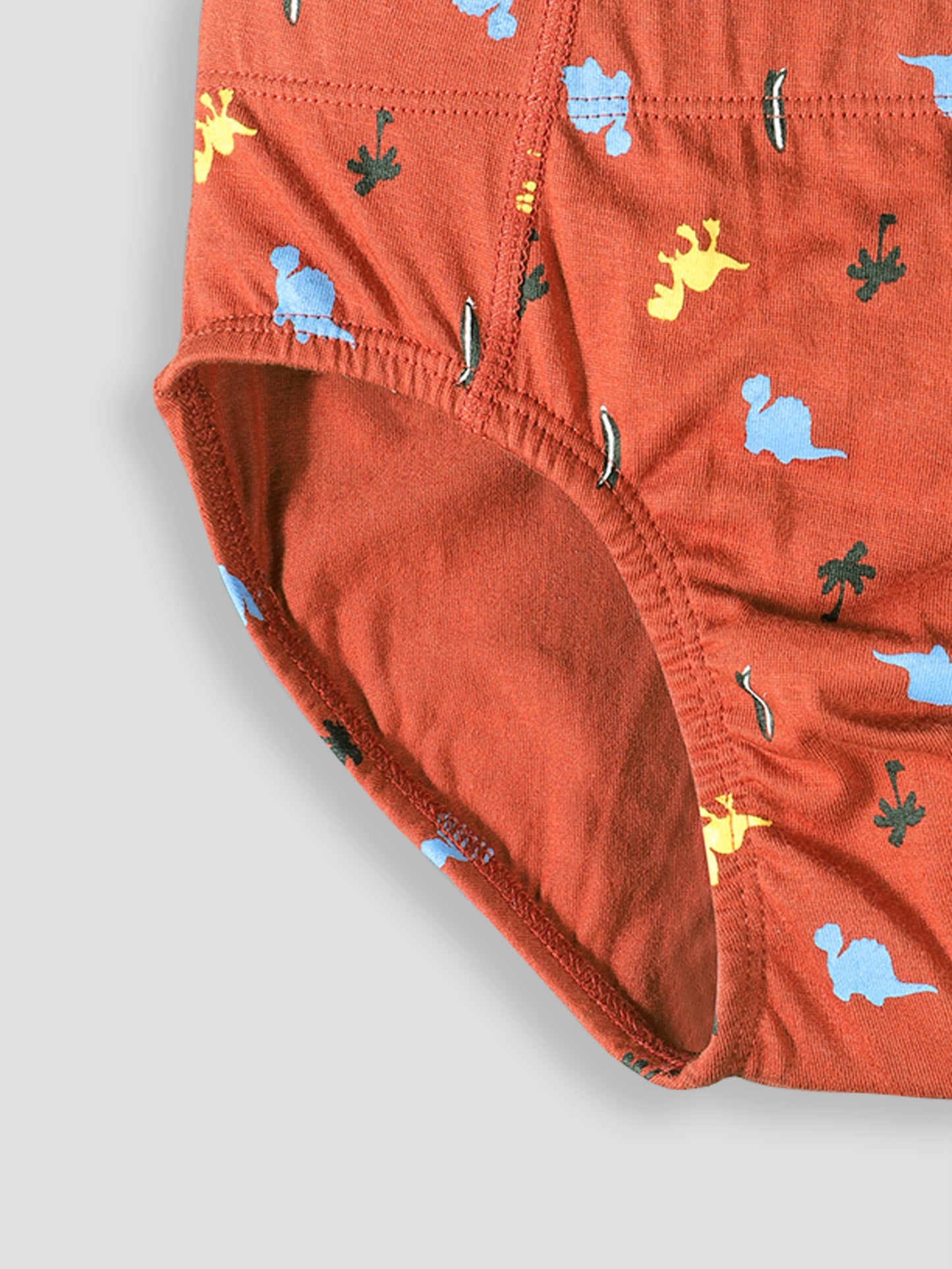 Boys’ Soft Dinosaur Print Cotton Briefs | Kids Underwear with Anti-Microbial Finish & Smart Waistband Technology - Pack of 3