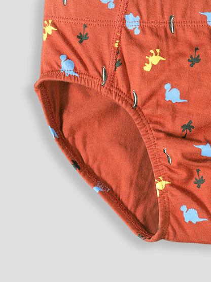Boys’ Soft Dinosaur Print Cotton Briefs | Kids Underwear with Anti-Microbial Finish & Smart Waistband Technology - Pack of 3