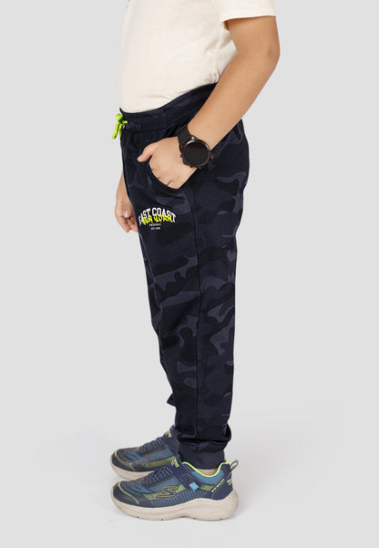 Tresnova Cotton Knit Full Sleeves Antimicrobial Finish Blue Camoflague Printed Jogger Track Pant -Camoflague