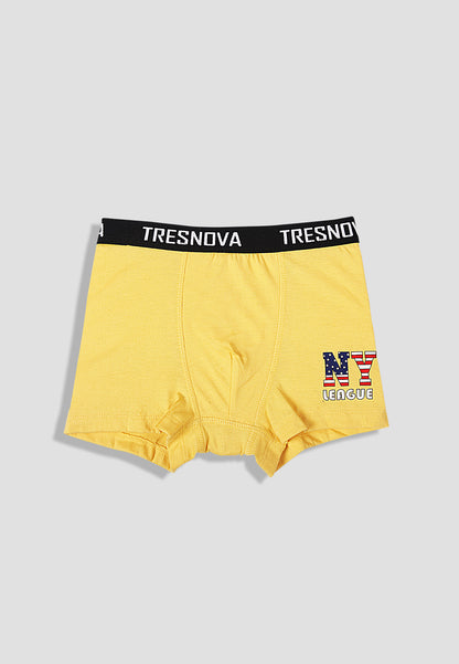 TRESNOVA Cotton Anti-microbial Finish & Smart Waistband Technology Striper Printed Soft Boxer Briefs Pack of 3 - Orange Yellow & Black