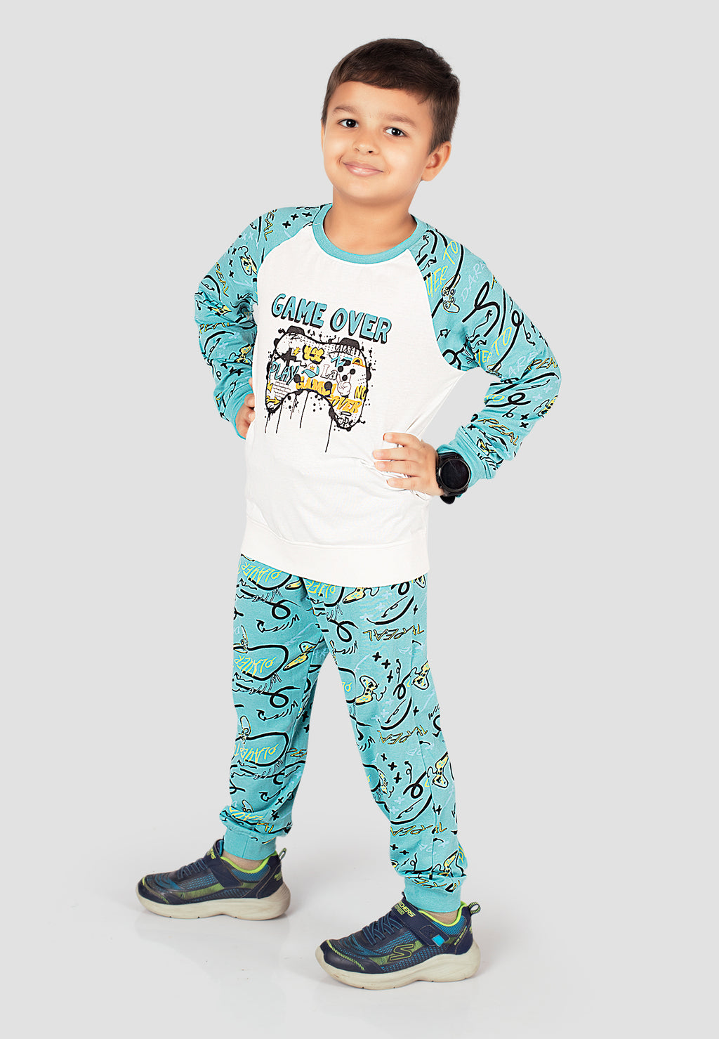 Soft Cotton Pyjama Set for Boys ( 1 Set) |  Anti-Bacterial Chemical Free Nightwear | Ages 2-16Y