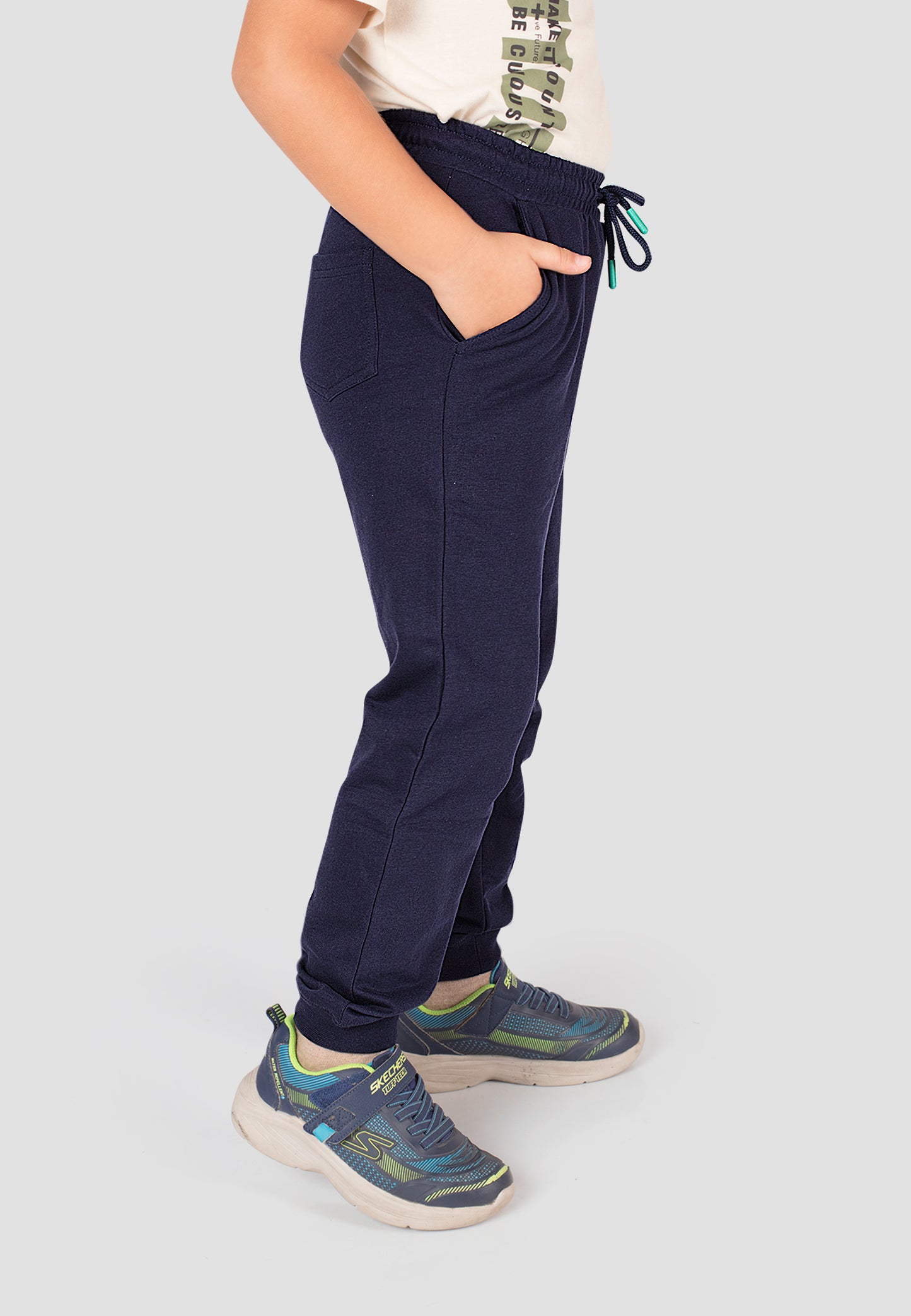 Tresnova Cotton Knit Full Sleeves Antimicrobial Finish Athletic Printed Jogger Track Pant -Navyblue
