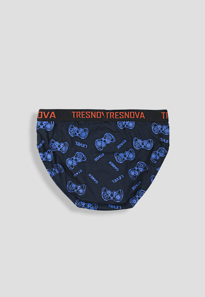 Boys’ Soft Game Print Cotton Briefs | Kids Underwear with Anti-Microbial Finish & Smart Waistband Technology - Pack of 3