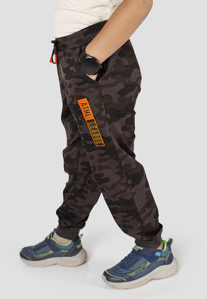 Tresnova Cotton Knit Full Sleeves Antimicrobial Finish Grey Camoflague Printed Jogger Track Pant -Camoflague