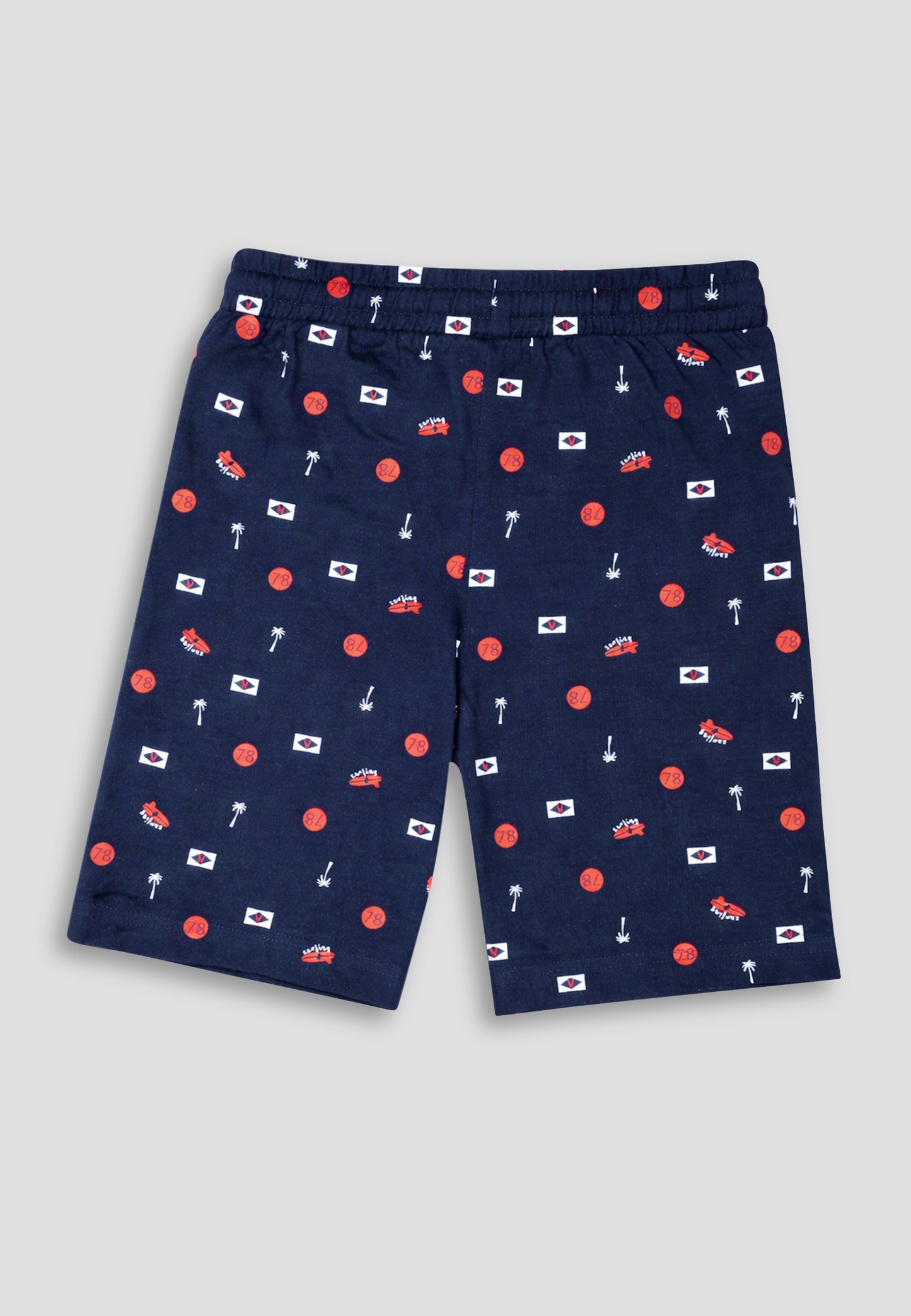 TRESNOVA Cotton Anti-Microbial & Smart Waistband Technology  Varsity Printed  Soft Shorts Pack of 2- Navyblue & Yellow