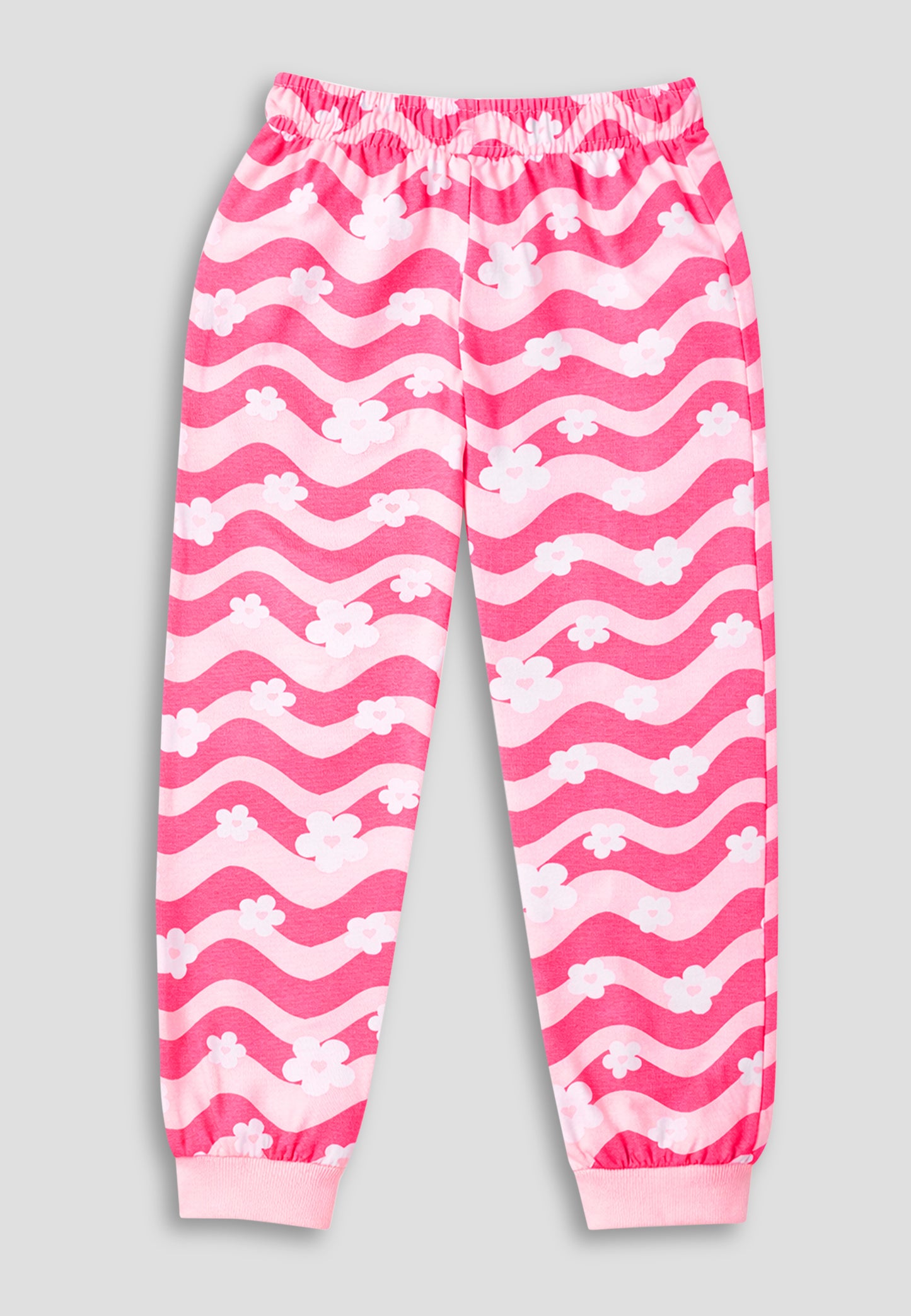 Tresnova Cotton Knit Half Sleeves Antimicrobial Finish Floral Printed Coordinating T-shirt And Joggers Set-Pink