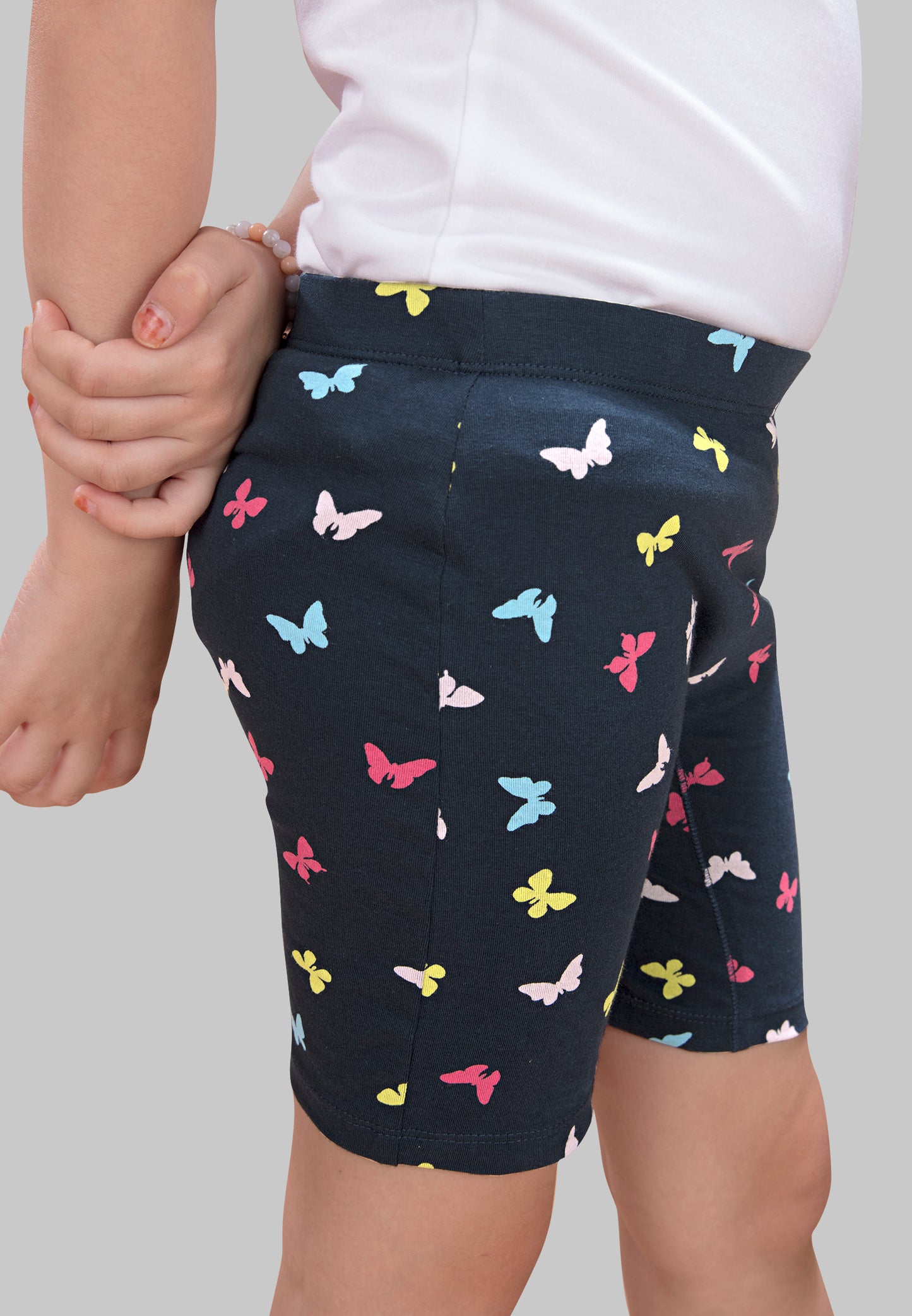 Girls Butterfly Cycling Shorts - | Soft, Anti-Microbial & & Smart Waistband Technology - Cotton Lycra | Girls' Inner Shorts, Athletic & Biker Shorts for Kids - Pack of 3