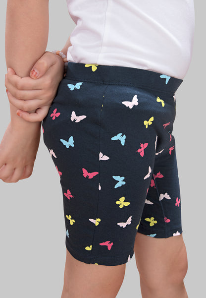 Girls Butterfly Cycling Shorts - | Soft, Anti-Microbial & & Smart Waistband Technology - Cotton Lycra | Girls' Inner Shorts, Athletic & Biker Shorts for Kids - Pack of 3
