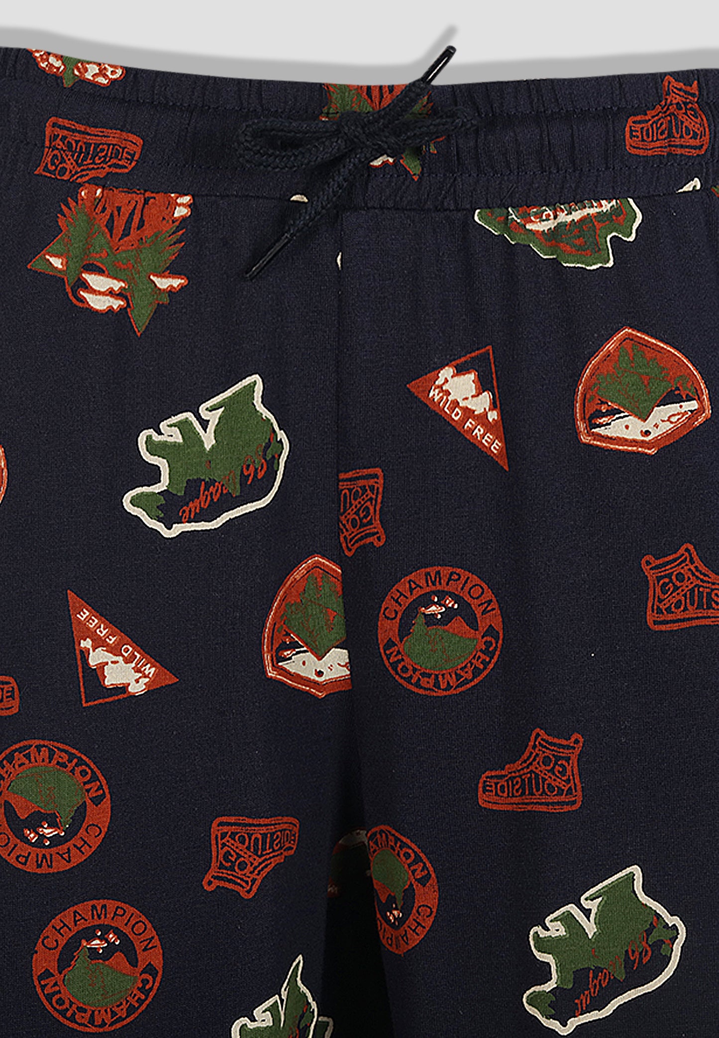 Tresnova Cotton Knit Half Sleeves Antimicrobial Finish Jungle Printed Coordinating T-shirt And Joggers Set-Navy Blue