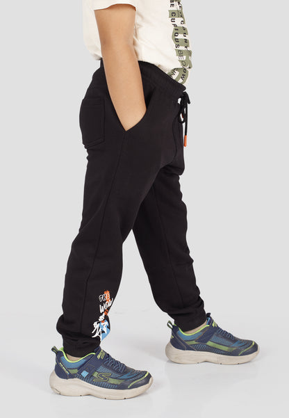 Tresnova Cotton Knit Full Sleeves Antimicrobial Finish Graffiti Printed Jogger Track Pant -Black