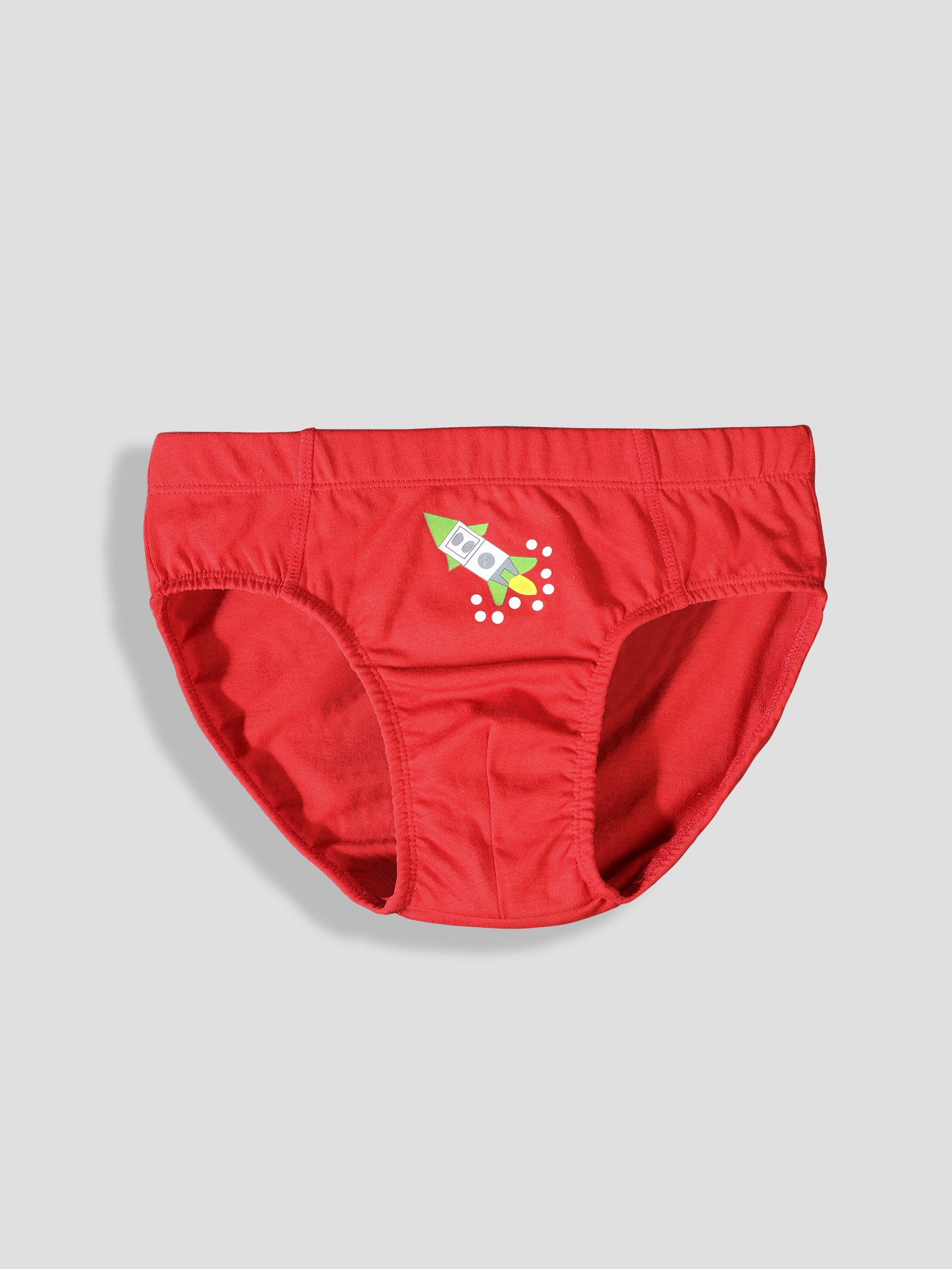 Boys’ Soft Rocket Print Cotton Briefs | Kids Underwear with Anti-Microbial Finish & Smart Waistband Technology - Pack of 3