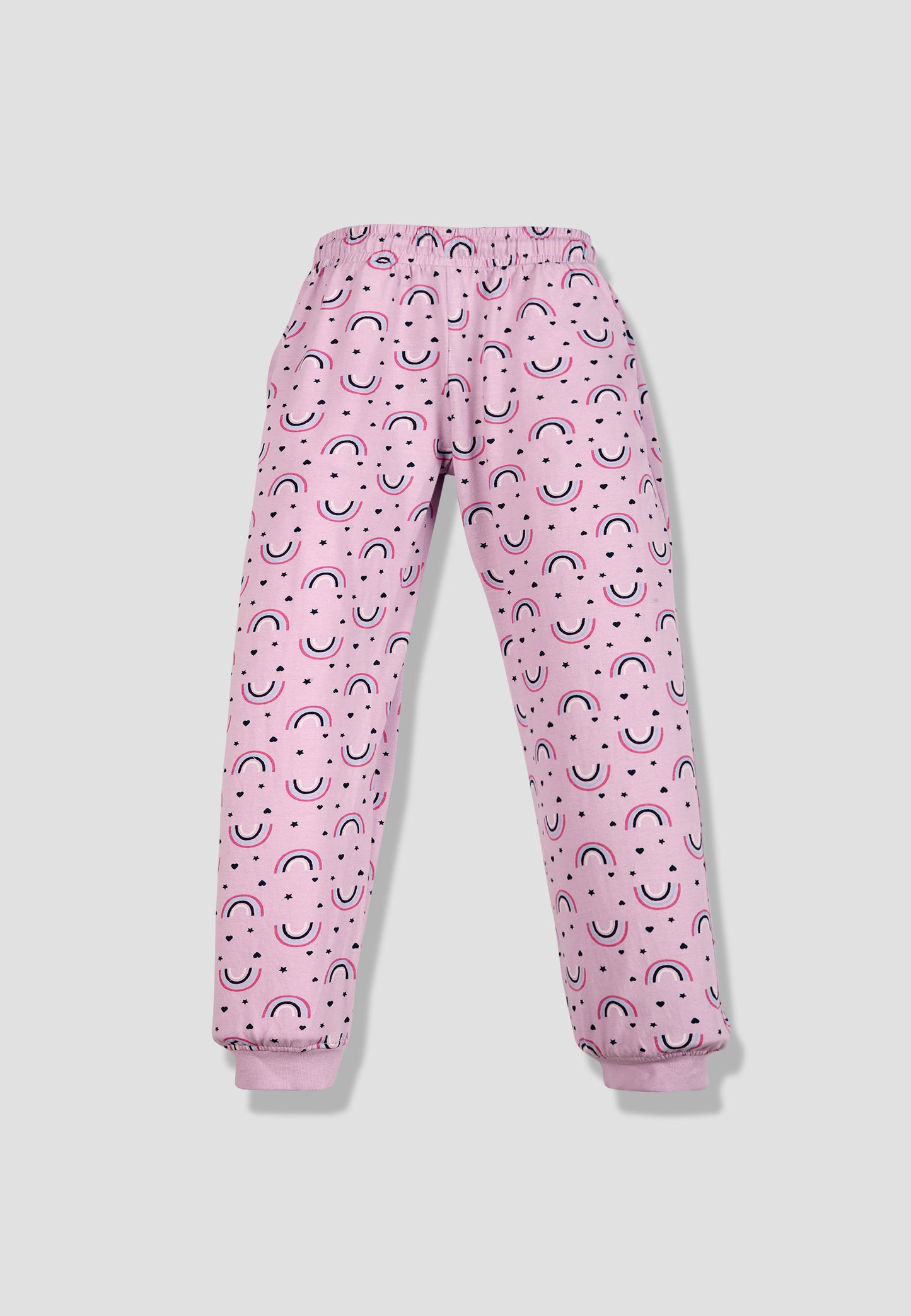 Tresnova Cotton Knit Full Sleeves Antimicrobial Finish Rainbow Printed Coordinating T-shirt And Joggers Set-Purple