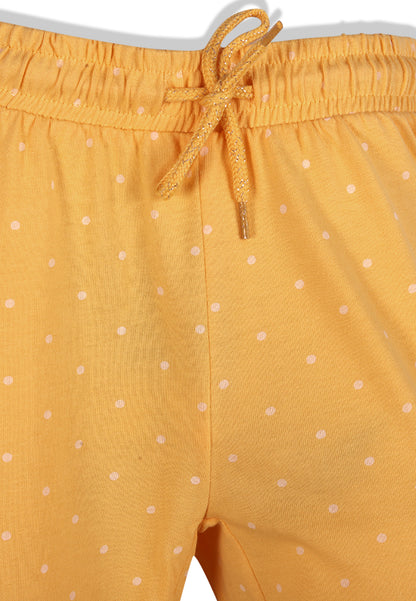 Tresnova Cotton Knit Full Sleeves Antimicrobial Finish Fox Printed Coordinating T-shirt And Joggers Set-Yellow