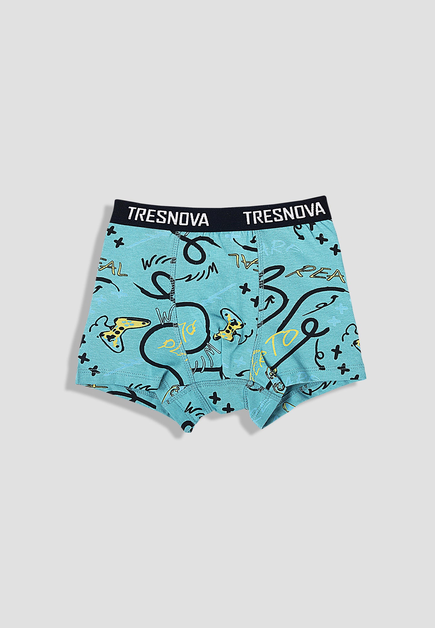 TRESNOVA Cotton Anti-microbial Finish & Smart Waistband Technology Newyork Printed Soft Boxer Briefs Pack of 3 -Yellow camoflague & Tealblue
