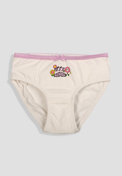 TRESNOVA Cotton Lycra Anti-microbial Finish & Smart Waistband Technology Floral Printed Soft Panties Pack of 3 -Pink Purple & Offwhite