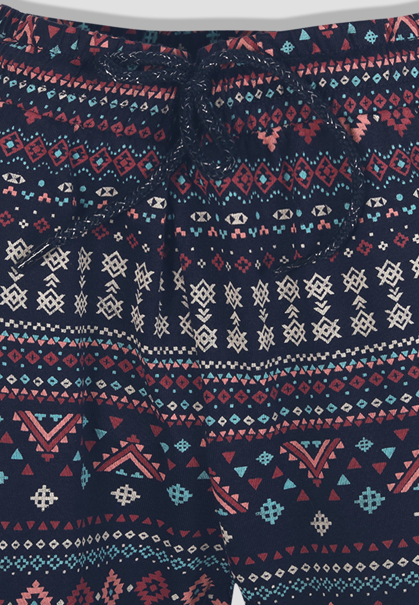 Tresnova Cotton Knit Full Sleeves Antimicrobial Finish Aztec Printed Coordinating T-shirt And Joggers Set-Navyblue