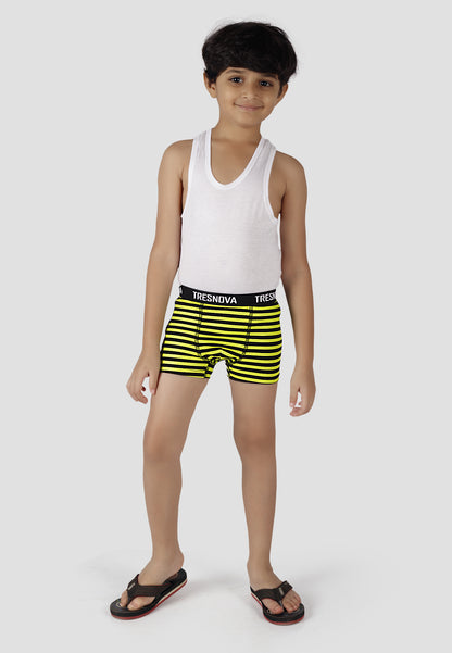 TRESNOVA Cotton Anti-microbial Finish & Smart Waistband Technology Striper Printed Soft Boxer Briefs Pack of 3 - Orange Yellow & Black