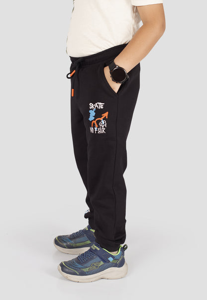 Tresnova Cotton Knit Full Sleeves Antimicrobial Finish Graffiti Printed Jogger Track Pant -Black