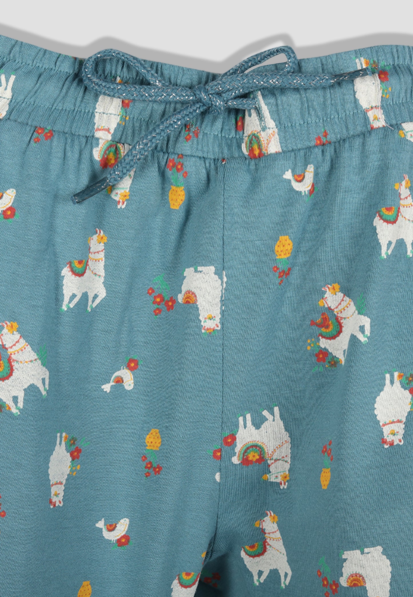 Tresnova Cotton Knit Full Sleeves Antimicrobial Finish Animal Printed Coordinating T-shirt And Joggers Set-Tealblue