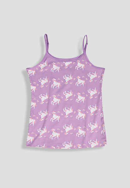 Girls Leopard Print Camisoles/Vest Top – Soft, Anti-Microbial Cotton Lycra Underwear for Kids - Pack-of-3