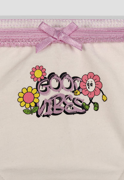 TRESNOVA Cotton Lycra Anti-microbial Finish & Smart Waistband Technology Floral Printed Soft Panties Pack of 3 -Pink Purple & Offwhite
