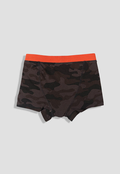 TRESNOVA Cotton Anti-microbial Finish & Smart Waistband Technology Camoflague Printed Soft Boxer Briefs Pack of 3 - Yellow camoflague & Orange