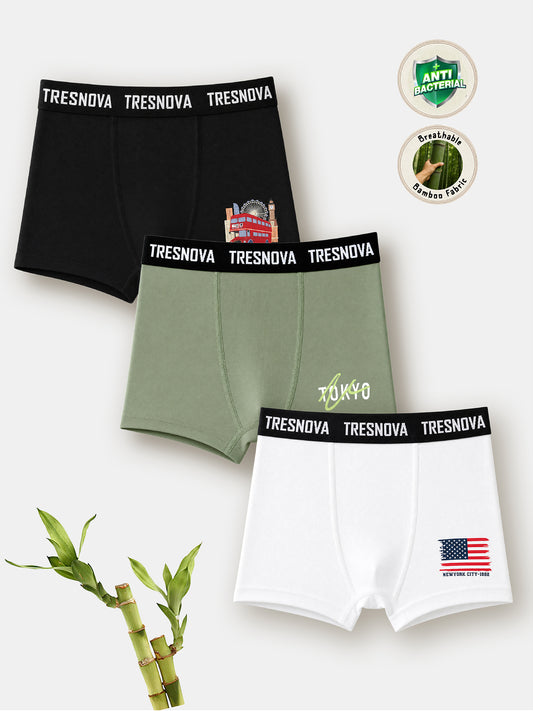 Supersoft Bamboo Boxer Briefs for Boys ( Pack of 3) |  Anti-Bacterial Chemical Free Kids Underwear | Ages 2-16Y