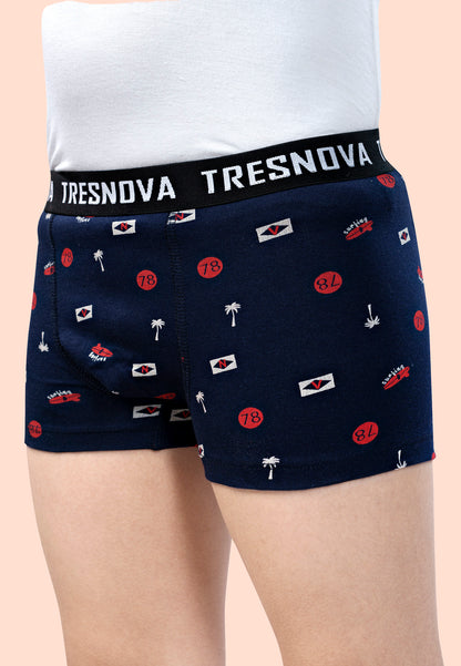 TRESNOVA Cotton Anti-microbial Finish & Smart Waistband Technology USA flag Printed Soft Boxer Briefs Pack of 3 -Navy, Orange White