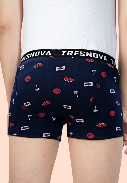 TRESNOVA Cotton Anti-microbial Finish & Smart Waistband Technology USA flag Printed Soft Boxer Briefs Pack of 3 -Navy, Orange White
