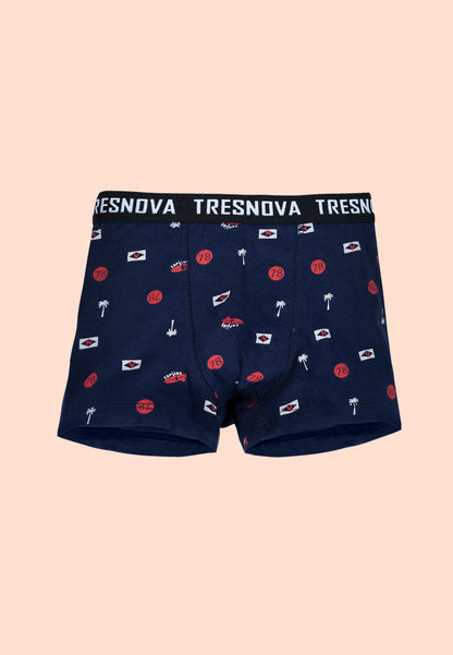 TRESNOVA Cotton Anti-microbial Finish & Smart Waistband Technology USA flag Printed Soft Boxer Briefs Pack of 3 -Navy, Orange White
