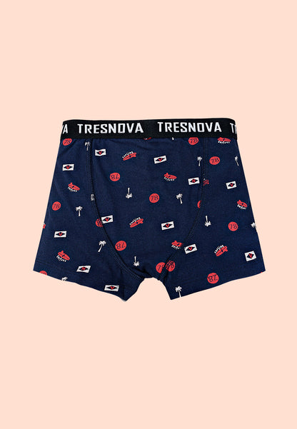 TRESNOVA Cotton Anti-microbial Finish & Smart Waistband Technology USA flag Printed Soft Boxer Briefs Pack of 3 -Navy, Orange White