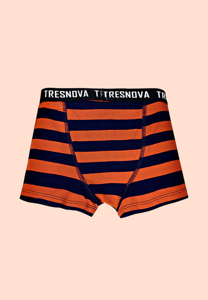 TRESNOVA Cotton Anti-microbial Finish & Smart Waistband Technology USA flag Printed Soft Boxer Briefs Pack of 3 -Navy, Orange White
