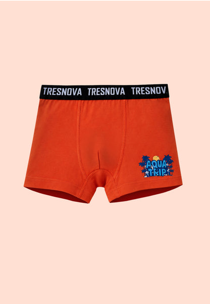 TRESNOVA Cotton Anti-microbial Finish & Smart Waistband Technology Dinosaur Printed Soft Boxer Briefs Pack of 3 -Green, Orange, Yellow