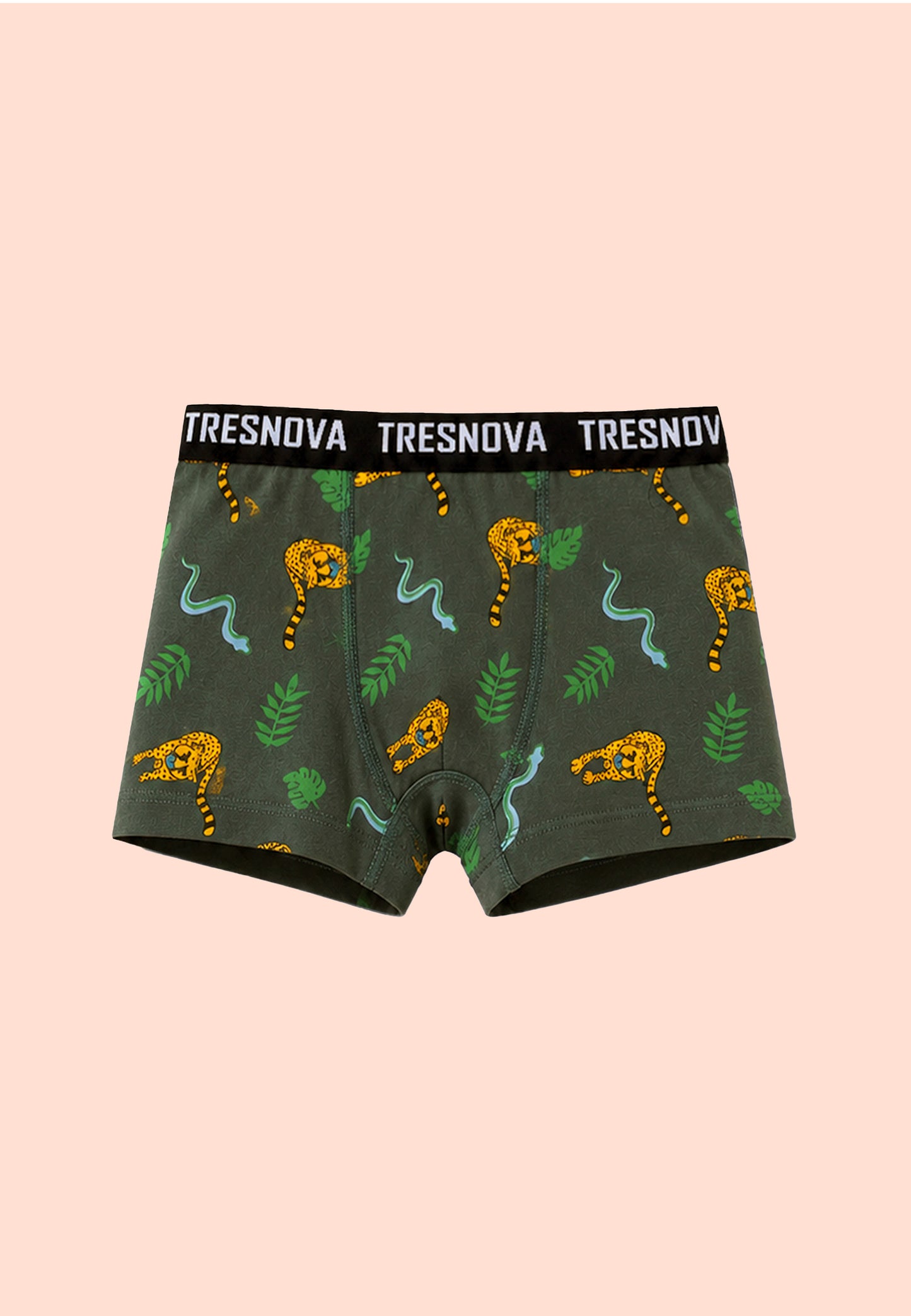 TRESNOVA Cotton Anti-microbial Finish & Smart Waistband Technology Dinosaur Printed Soft Boxer Briefs Pack of 3 -Green, Orange, Yellow