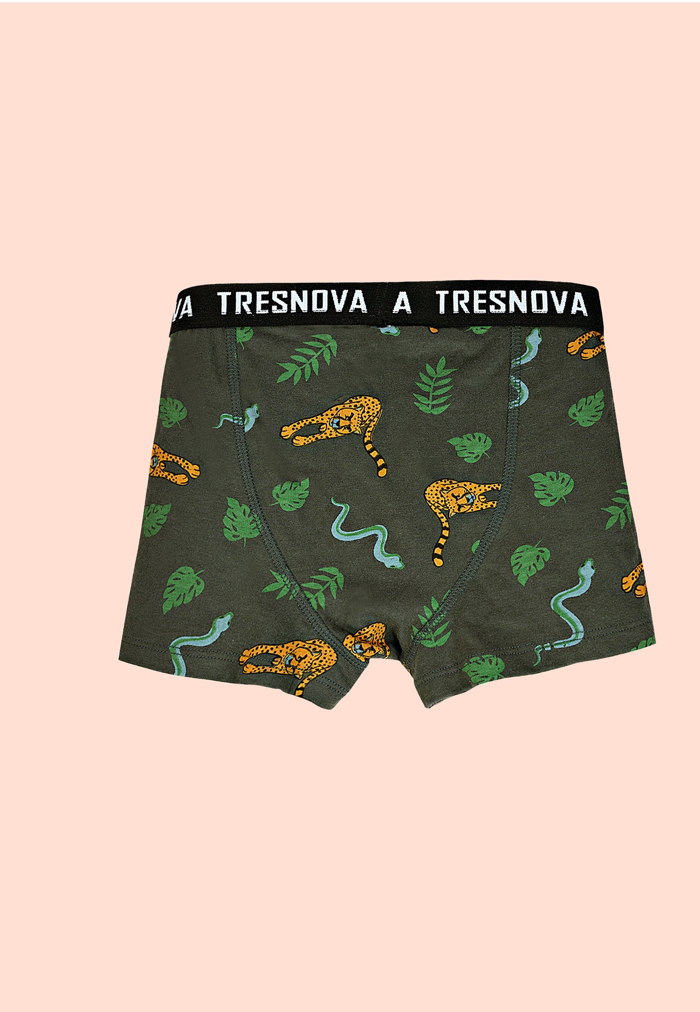 TRESNOVA Cotton Anti-microbial Finish & Smart Waistband Technology Dinosaur Printed Soft Boxer Briefs Pack of 3 -Green, Orange, Yellow