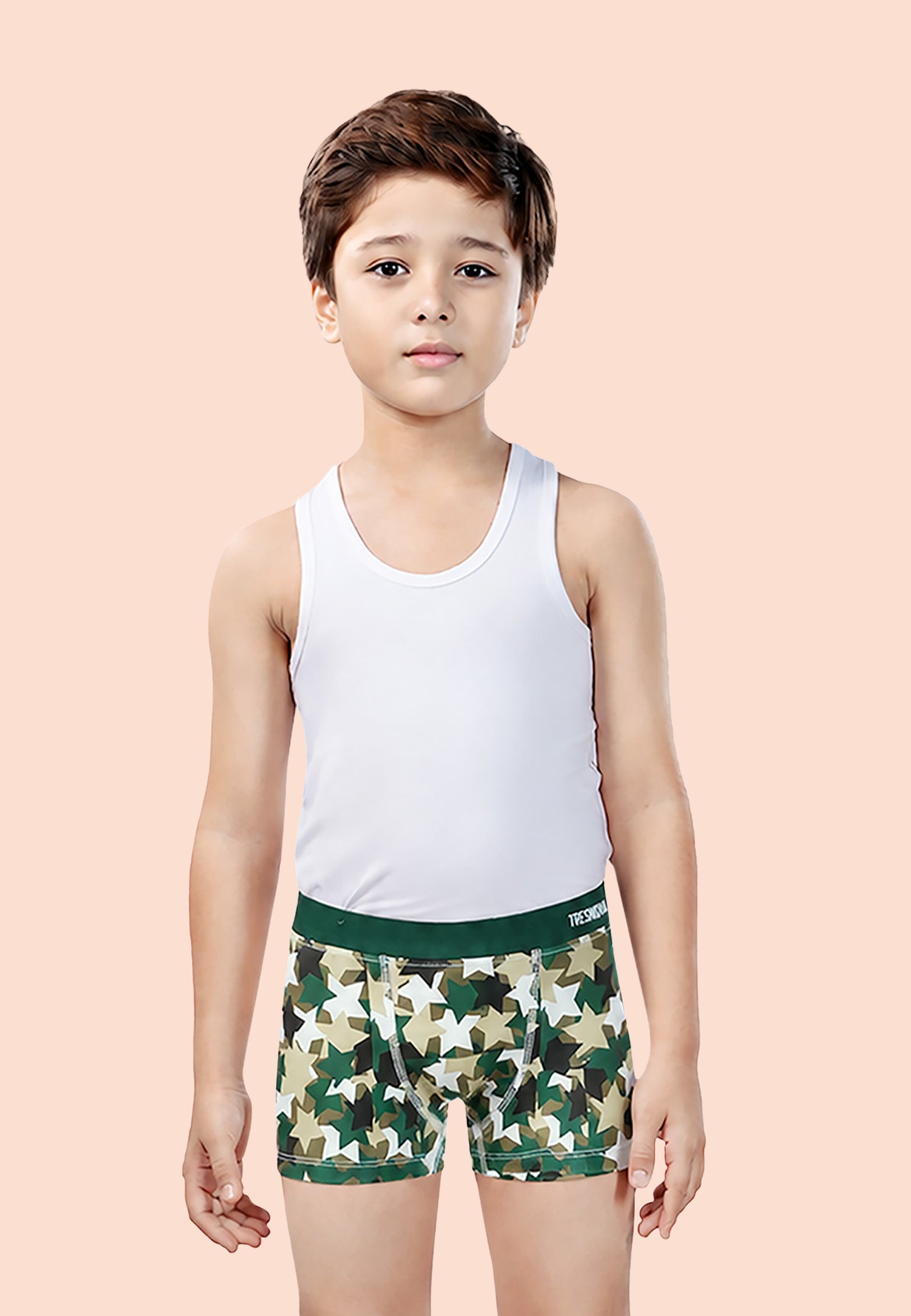 TRESNOVA Cotton Anti-microbial Finish & Smart Waistband Technology Camouflage Printed Soft Boxer Briefs Pack of 3 -Grey, Green, Orange