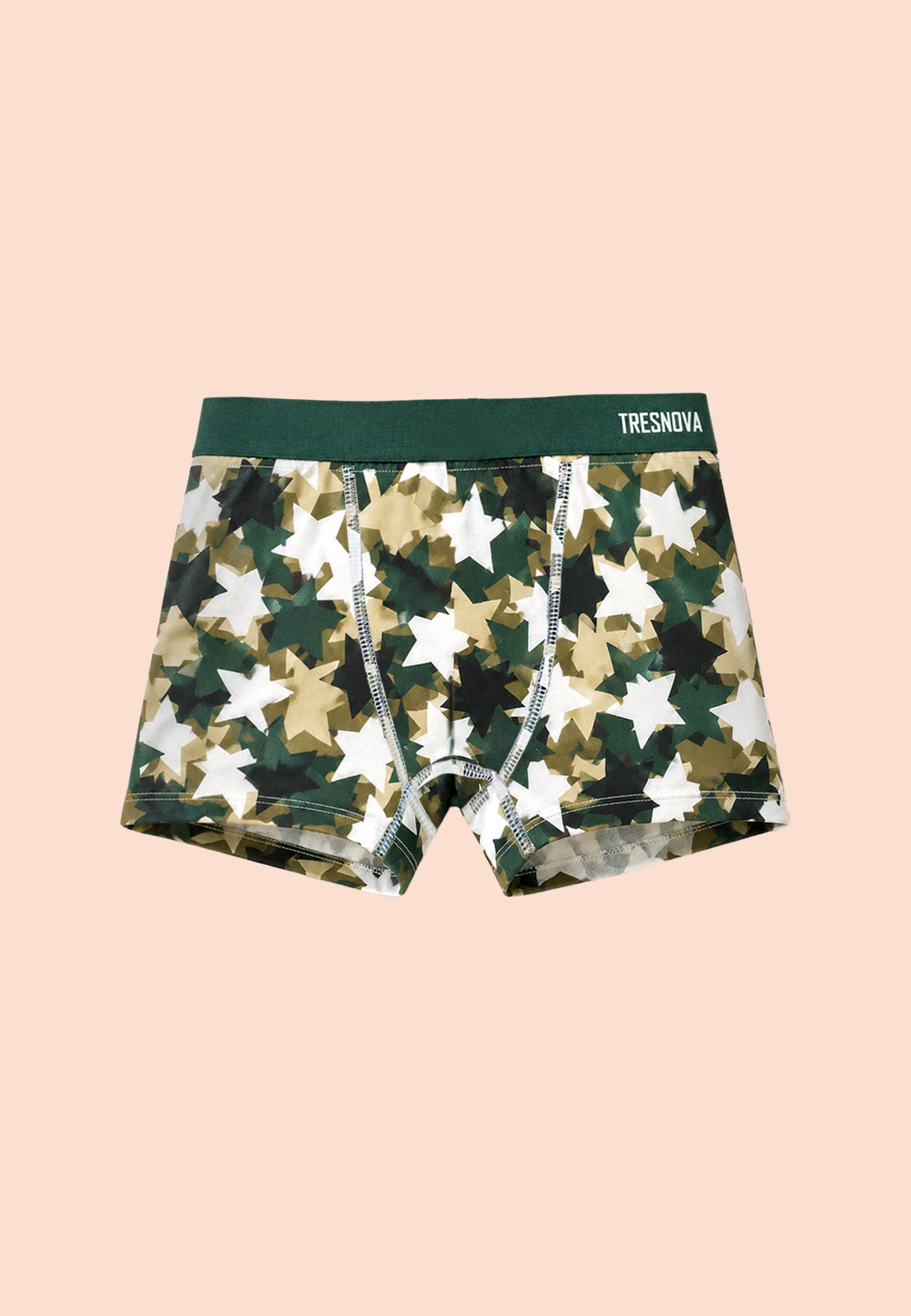 TRESNOVA Cotton Anti-microbial Finish & Smart Waistband Technology Camouflage Printed Soft Boxer Briefs Pack of 3 -Grey, Green, Orange