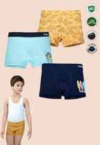 Soft Cotton Boxer Briefs for Boys ( Pack of 3) |  Anti-Bacterial Chemical Free Kids Underwear | Ages 2-16Y