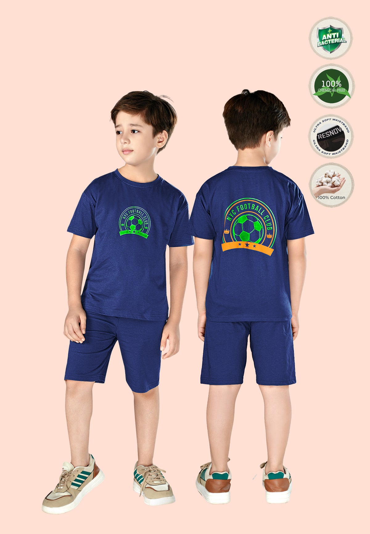 Soft Cotton Short Sets for Boys ( 1 Set) |  Anti-Bacterial Chemical Free Nightwear | Ages 2-16Y