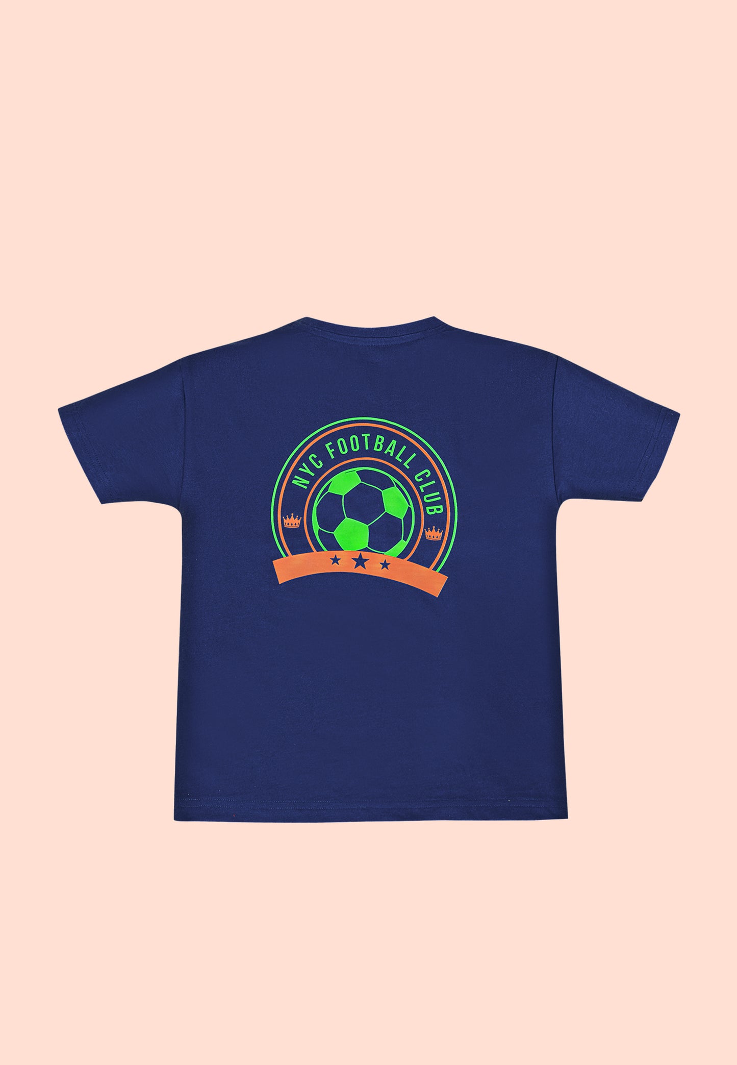 Tresnova Cotton Knit Half Sleeves Antimicrobial Finish Football Printed Oversized Drop Shoulder T-shirt And Shorts Set-Navy Blue