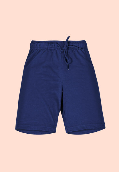 Tresnova Cotton Knit Half Sleeves Antimicrobial Finish Football Printed Oversized Drop Shoulder T-shirt And Shorts Set-Navy Blue